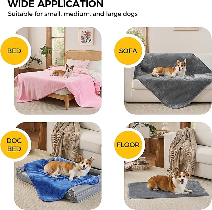 Sunheir Waterproof Blanket for King Size Bed - 108"x86" Soft Reversible Sherpa Fleece Flannel Dog Blankets for Large Dogs, Pet Blanket for Bed, Couch, Soft Plush Furniture Protector, Pink