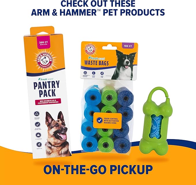 Arm & Hammer Dog Pooper Scooper Swivel Bin & Rake, Poop Scoop for Dogs, Black (2 Heavy Duty Scented Waste Bags Included)