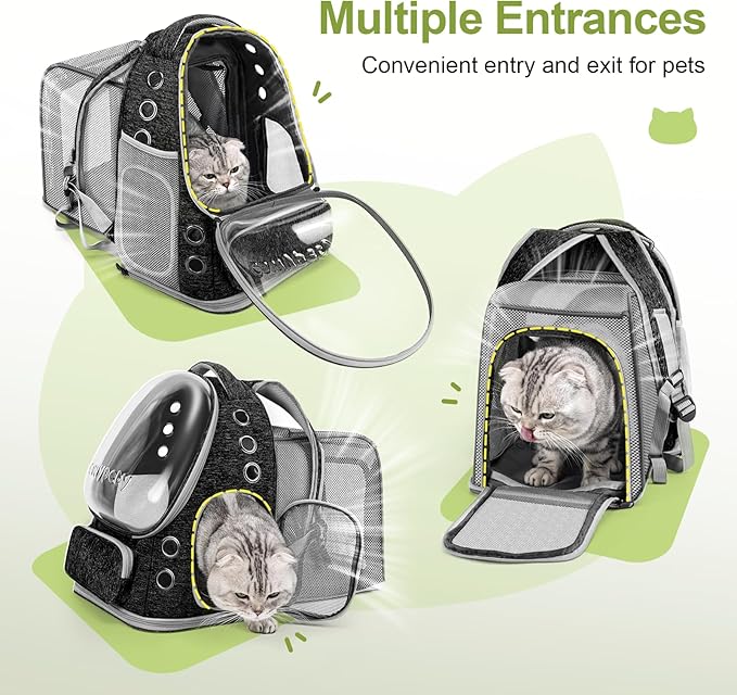 Expandable Cat Backpack,Cat Bubble Backpack Carrier for Carrying Cats, Pets and Small Dogs,Airline-Approved,Designed for Travel, Hiking, Walking,Car （Black