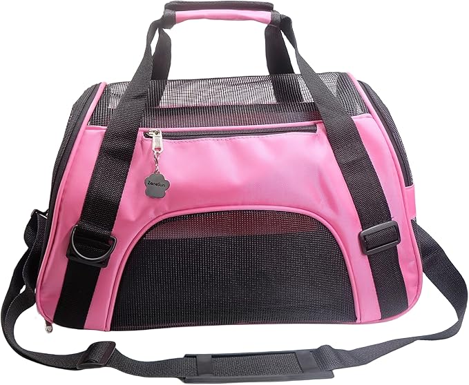 Cat Carrier,Soft-Sided Pet Travel Carrier for Cats,Dogs Puppy Comfort Portable Foldable Pet Bag Airline Approved (LightPink)