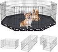 Dog Pen Pet Playpen Dog Fence Indoor Foldable Metal Wire Exercise Puppy Play Yard Pet Enclosure Indoor Outdoor 8 Panels 24 Inch with Bottom Pad (Bottom Cover Fence with Printing)