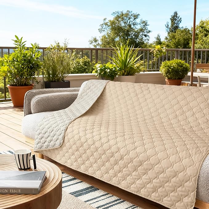 gogobunny 100% Double-Sided Waterproof Dog Bed Cover Pet Blanket Sofa Couch Furniture Protector for Puppy Large Dog Cat, Reversible (82x102 Inch (Pack of 1), Dark Beige/Light Beige)