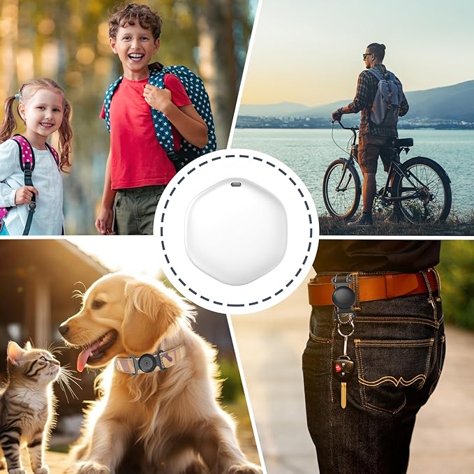 GPS Tracker for Dogs, Mini GPS Cat Tracker, IPX8 Waterproof GPS Tracker for Cats with Holder, No Monthly Fee, Work with Apple Find My(iOS Only), Smart Trackers for Dogs Finder Trackers Pets(Black)