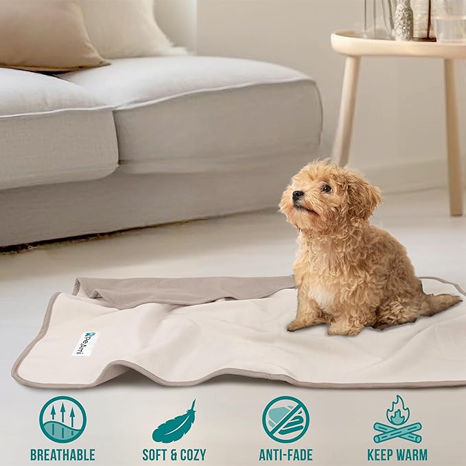 PetAmi Waterproof Dog Blanket for Small Medium Pets Dogs Cats, Pet Couch Cover Protector for Furniture, Reversible Washable Soft Fleece Cat Blanket for Bed Couch Sofa, 29x40 (Taupe/Beige)