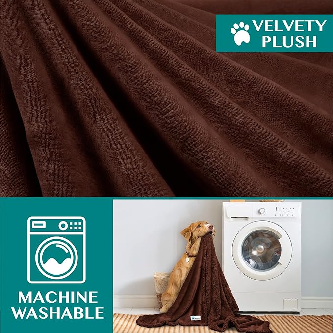 PetAmi Dog Blanket for Bed, XL Pet Blanket Large Dogs, Fleece Furniture Couch Cover Protector Sofa Car Crate Kennel, Soft Sherpa Cat Throw Plush Reversible Washable, Twin 60x80 Solid Brown