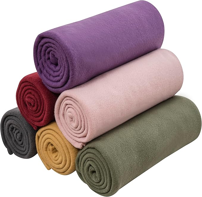Fleece Throw Blanket Set Bulk for Travel Kids Outdoor Wedding Pet (Assorted #5, Pack of 6 50x60 Inches)