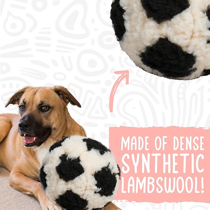 HuggleHounds HuggleFleece Plush Soccer Ball Dog Toy - Dog Fuzzy Ball Toy, Durable Round Soft Fleece, Stuffed Puppy Plush for Small and Large Breeds - 8", Large