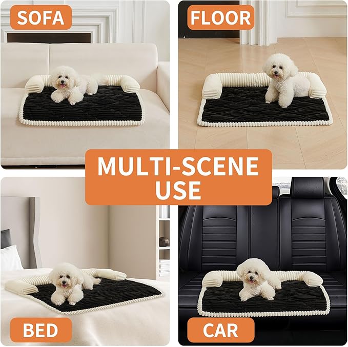 HAOMAIJIA Dog Couch Bed for Small Dogs, Non Slip Pet Couch Covers for Sofa Thick Soft Washable Dog Couch Cover Protector All Seasons Universal Dogs and Cats Bed Mat (Black, Small)