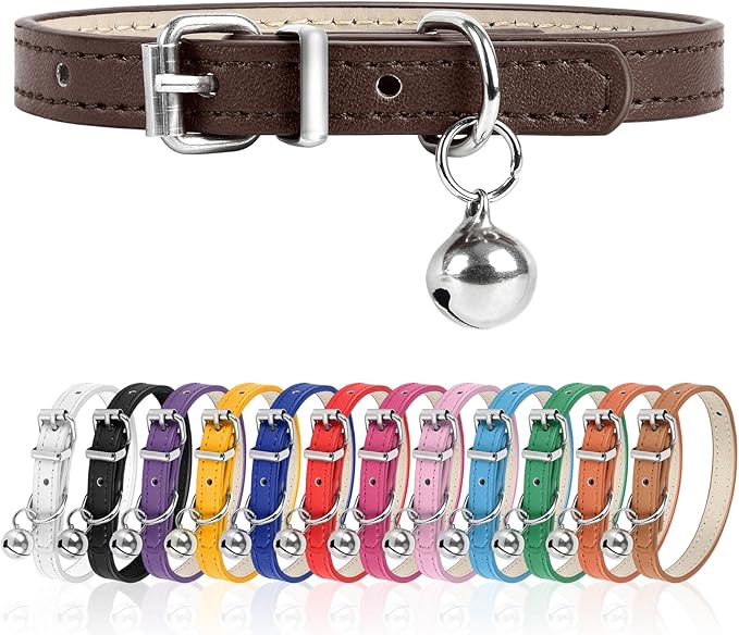 XXS Dog Collar for Teacup Adjustable Teacup Dog Collar for Small Medium Large Dogs 3/8 inch Width (Brown, XXS)