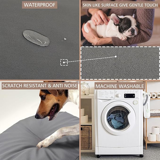 Dog Bed Cover Waterproof Replacement Machine Washable Covers for Dog Bed Heavy Duty Scratch Resistant Mattress Protector Pet Bed 47x29 Inch Grey Cover Only