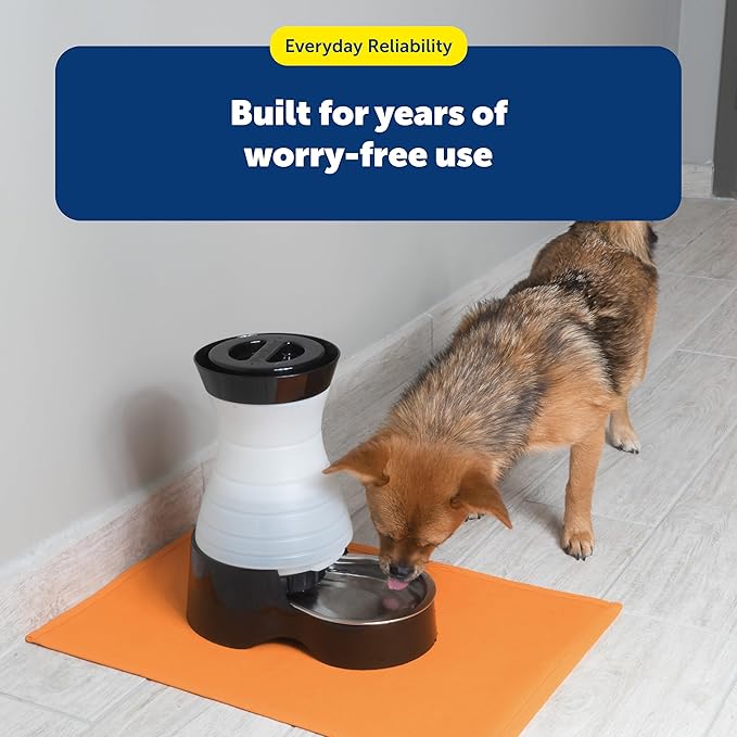 PetSafe Healthy Pet Water Station - Large, 320 oz Capacity - Gravity Pet Water Fountain, Automatic Cat Water Fountain or Dog Water Fountain - Water Dispenser - Removable Stainless Steel Bowl Included