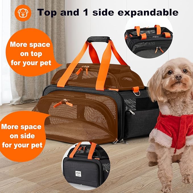 17x12.5x8.5 TSA Approved Expandable pet Carrier for Extra-Small Dog Under 6 lbs,Small-Medium cat Under 8 lbs,for jetblue and Other Airlines only Have 8.5'' Height Space underseat
