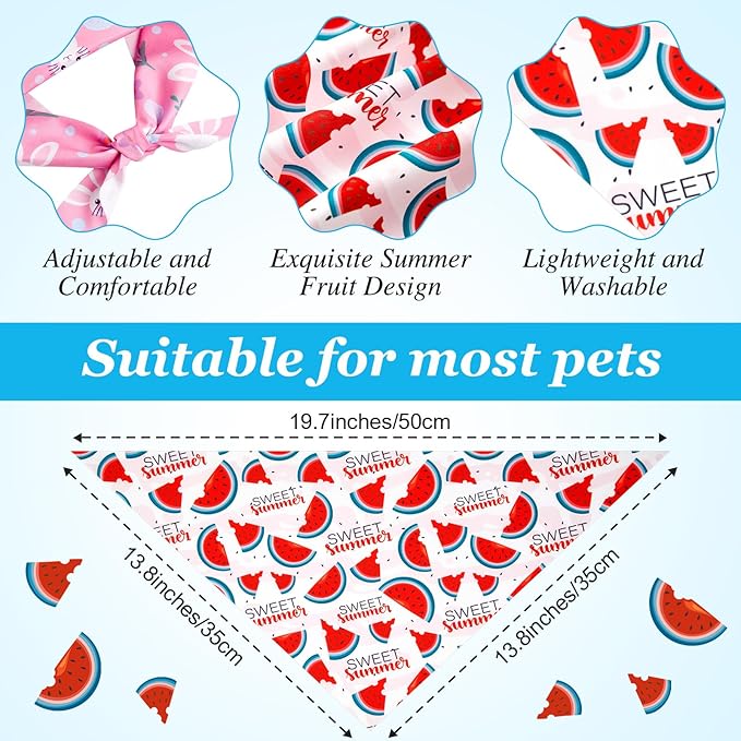 Weewooday 50 Pcs Fruit Dog Bandanas Bulk for Dogs Soft Bibs Adjustable Triangle pet Bandana for Small Medium Large Costume(Fruits Pattern, 19.7 x 13.8 x 13.8 Inch)