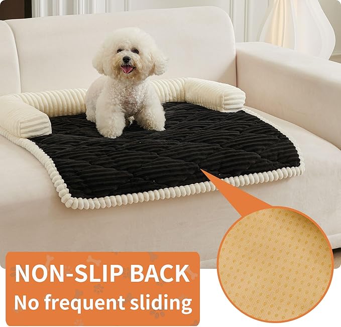 HAOMAIJIA Dog Couch Bed for Large Dogs, Non Slip Pet Couch Covers for Sofa Thick Soft Washable Dog Couch Cover Protector All Seasons Universal Dogs and Cats Bed Mat (Black, Large)
