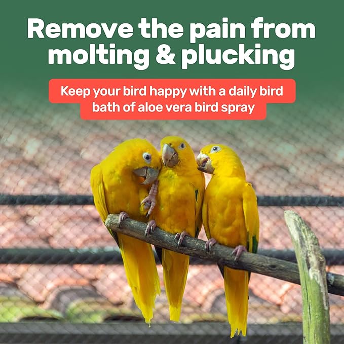 Aloe Vera Bird Spray - 8.5oz/251mL - [Made in USA] - Non-Toxic Bird Bath Relieves Dry/Itchy Skin & Softens Feathers - Safe & Effective for All Birds - Promote Healthy Plumage - Odor-Free