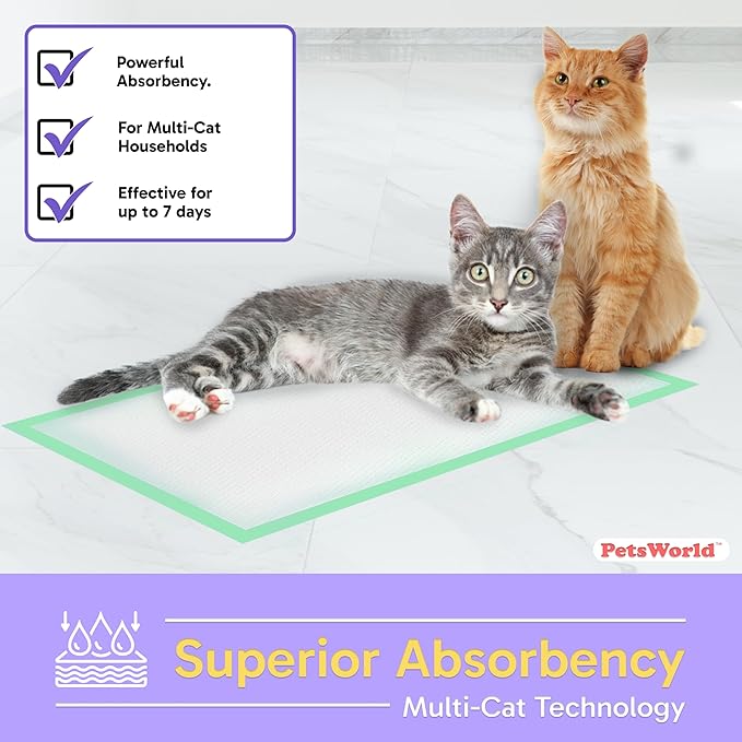 PETSWORLD Multi Cat Pad Refills for Cats Breeze Litter System, Ultra-Absorbent, Quick Dry - (800 Count, Unscented)