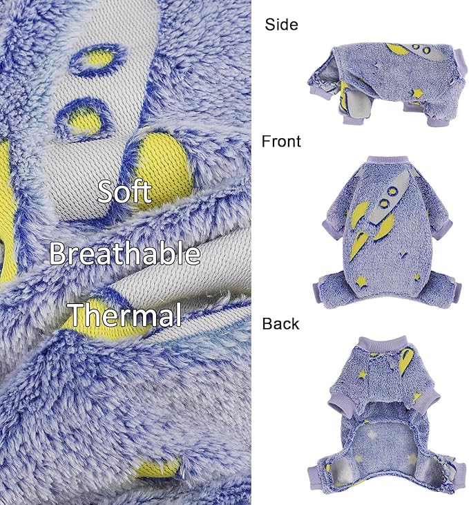 Dog Pajamas Pjs Small, Fall Winter Fleece Sweater Cute Extra Small Puppy Clothes Boy, 4 Legs Dog Sweater Jumpsuit, Soft Doggie Onesies Pet Apparel Outfits for Chihuahua Yorkie, Blue, XXS