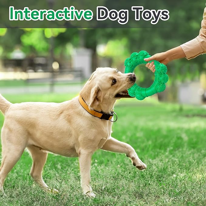Indestructible Dog Chew Toys for Aggressive Chewers, Super Dog Chewer Toys for Medium Large Dogs, Interactive Dogs Ring Toy, Heavy Duty Teething Toys