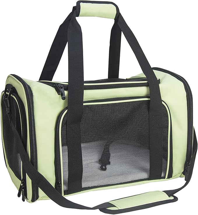 Soft Sided Carrier for Small Medium Cats Dogs,TSA Airline Approved Collapsible Travel Pet Carrier Medium Green