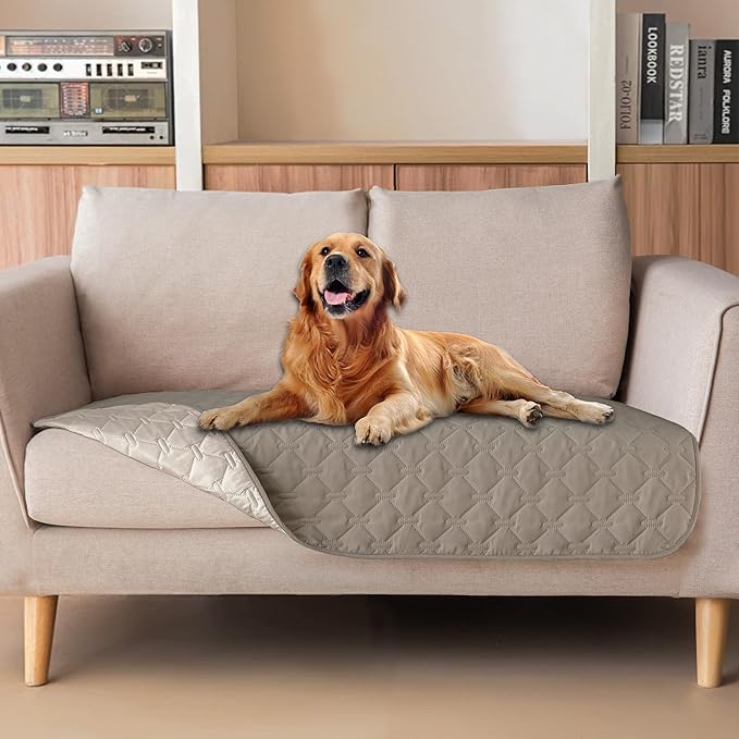 gogobunny 100% Double Sided Waterproof Dog Blanket Soft Pet Bed Cover Reversible Protect Furniture Couch Sofa Car for Puppy Large Dog Cat (Dark Stone/Light Stone, 32x53 Inch (Pack of 1))