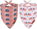 ADOGGYGO American Flag Dog Bandana 2 Pack, Reversible White Red USA Flag Pet Scarf Bib, Adjustable Fit 4th of July Bandanas for Extra Large Dogs Pets (X-Large)