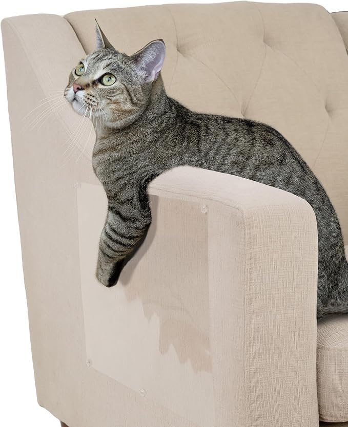 Kitty City Cat Furniture Protector – Heavy-Duty Scratch Guard for Sofas & Chairs – Multi-Pack Peel-and-Stick Cat Claw Protector, Transparent, Flexible, Pet-Friendly, Residue-Free (8 Pieces)