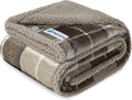 PetAmi Waterproof Dog Blanket for Medium Large XL Dog Puppy Cat Throw for Couch Cover Leakproof Protection, Sherpa Fleece, Reversible Soft Washable 80x60 Plaid Taupe