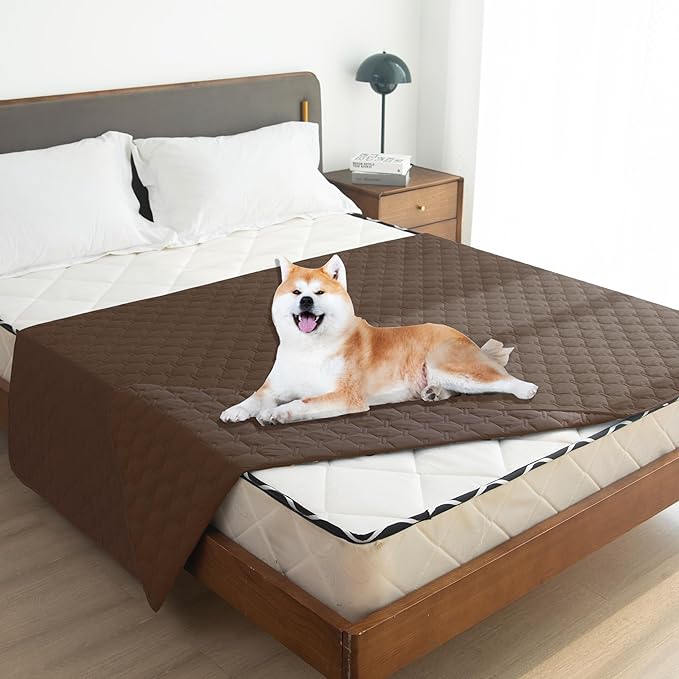 gogobunny 3X Stronger Waterproof Pet Blanket, Scratch Proof Furniture Protector for Dogs Cats, Reversible Cover 82x120 Inch, Dark Chocolate