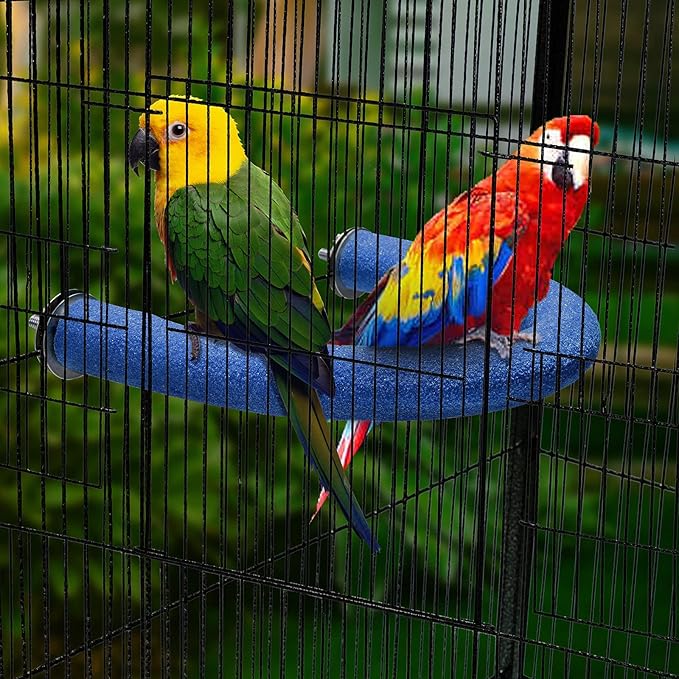 U Shape Parrot Perch Stand Toy Bird Platform Sand Paw Grinding Clean Stick Exercise Conure Budgie Cockatiel Cage Accessories (Small-Blue)