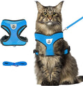 shudyear Summer cat Chest Harness and Leash, Anti-Escape Adjustable Soft mesh cat Leash and Chest Harness Set for All Types of Cats cat Vests(Size XL, Sky Blue)