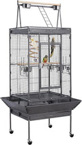 Yaheetech 69-inch Wrought Iron Rolling Large Parrot Bird Cage for African Grey Small Quaker Amazon Cockatiel Sun Parakeet Green Cheek Conure Dove Lovebird Budgie Play Top with Stand