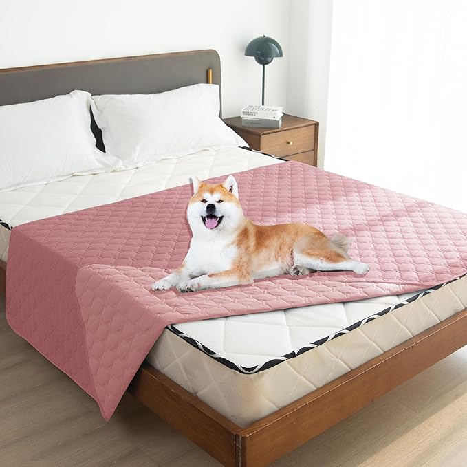 gogobunny 3X Stronger Waterproof Pet Blanket, Scratch Proof Furniture Protector for Dogs Cats, Reversible Cover 82x120 Inch, Dark Pink/Light Pink