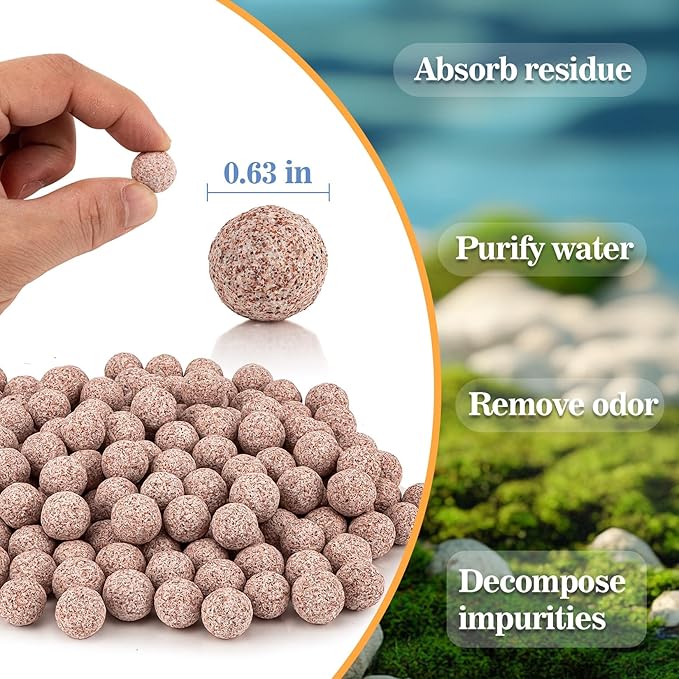 Sukh Ceramic Bio Balls - Fish Tank Sphere Filter Media Nano-Tech Bio-Spheres Bio Media for Aquarium,Fish Tank Sump,Pond,Freshwater,Canister Filter and Koi Ponds,15oz