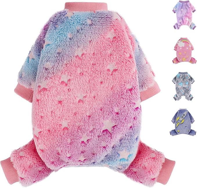 Dog Pajamas Psj Clothes Girl Small Winter Cute Small Puppy Clothes 4 Legs Fleece Sweater Jumpsuit Soft Dog Onesies Pet Apparel Outfits Yorkie Chihuahua. Pink, XXS