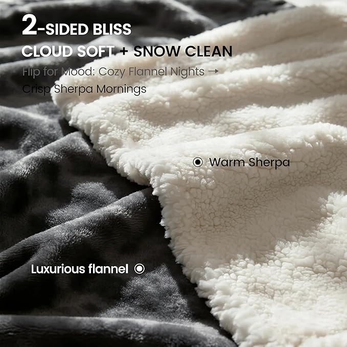 gogobunny Waterproof Bed Blanket, Reversible Sherpa Fleece Throw Blanket for Dog Puppy Cat, Furniture Cover Protects Bed Couch Sofa from Liquid Pee and Pet Fur (Dark Grey, 60x80 inches)