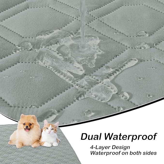 hyha Waterproof Dog Bed Blanket, Soft Pet Blankets, Waterproof Couch Cover for Dogs, Reversible Sofa Covers Washable for Furniture (30x70 Inch, Grey/Light Grey)