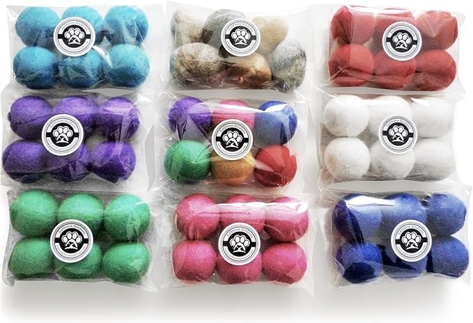 Balls for Cats - Felt Wool Cat Toy Balls for Small Pet Fetch and Play - Eco Friendly Quiet Wool Ball Cat Toy for Cats and Kittens - Choose Your Colors (White)
