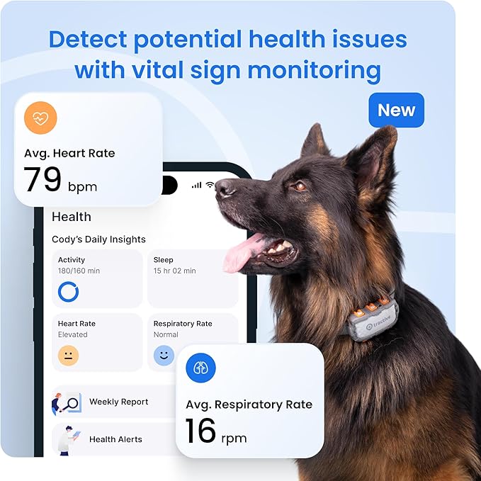 Tractive XL Smart Dog GPS Tracker | Live Pet Tracker with Virtual Fence | Vital Signs Monitoring of Heart & Respiratory Rate | Up to 1-Month Battery Life | Dog Collar Attachment (Adventure Edition)