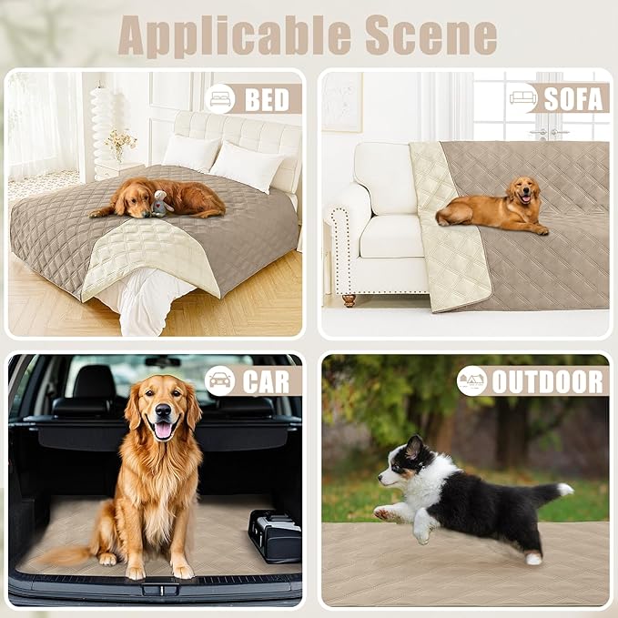 Smiry Waterproof Dog Bed Cover Blanket 30x70, Soft Reversible Pet Blanket, Washable Leakproof Cats Dogs Couch Cover for Sofa, Couch, Furniture, Taupe/Beige