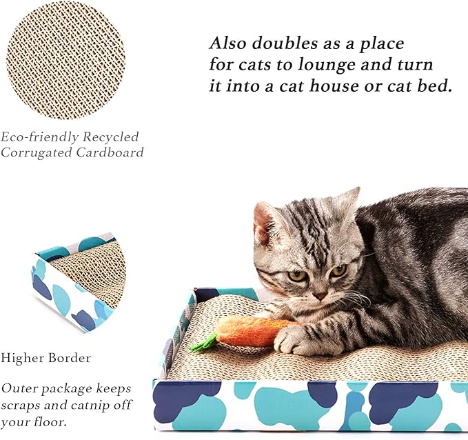 PEEKAB Cat Scratcher Cardboard Reversible Scratching Board Kitty Corrugated Scratching Pad Bed Catnip Included XXL 3PCS