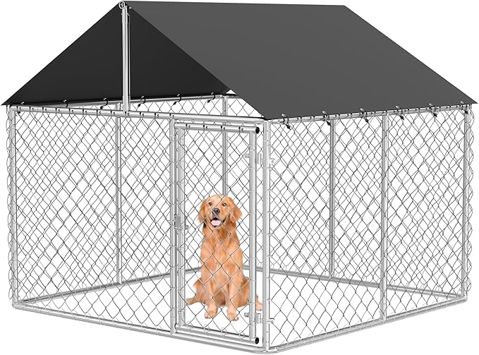 Outdoor Dog Enclosure Heavy Duty Dog Kennel House Mesh Dog Big Cage Pet Kennel Steel Fence with Secure Lock