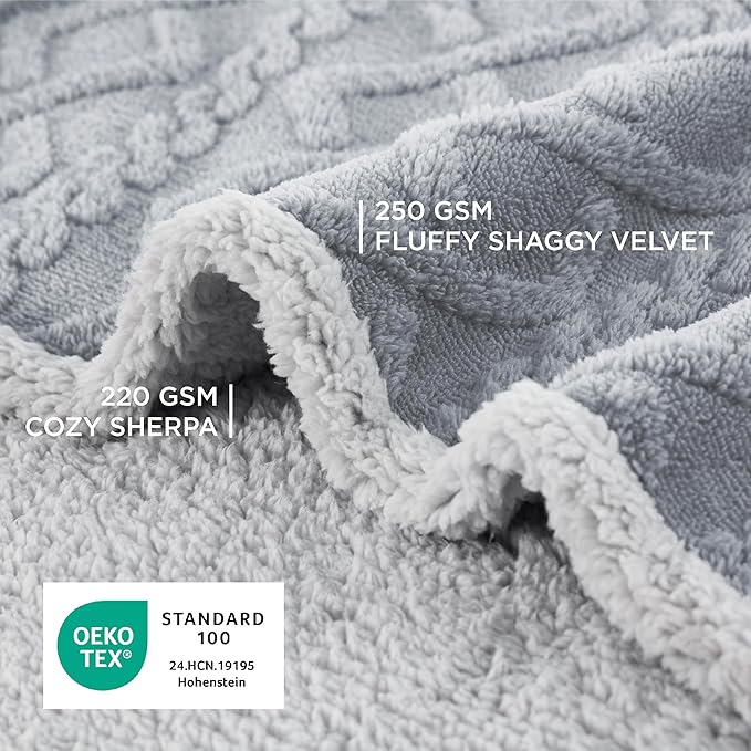 Bedsure Waterproof Dog Blankets for Large Dogs - Pet Blanket for Couch Protector Washable, Premium Jacquard Coral Fleece Cat Throw Blanket, Soft Plush Reversible Furniture Protection, 50"x60", Grey