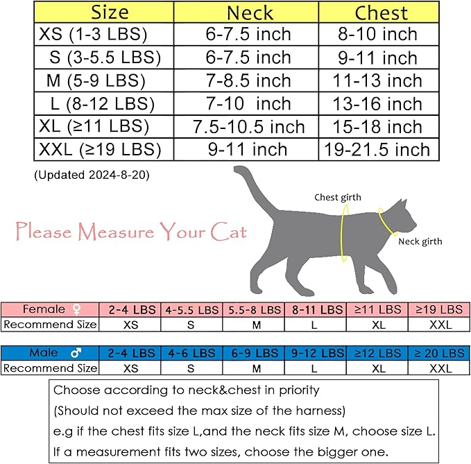 Cat Harness and Leash for Walking Escape Proof, Adjustable Cat Vest Harness, Padded Stylish Cat Walking Jackets, Black Plaid, Medium