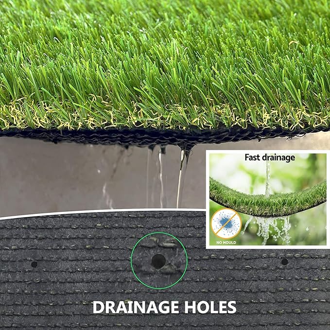 Artificial Grass Rug Outdoor Indoor 1FTX95FT Fake Grass Carpet Green Synthetic Grass Pet Turf Realistic Faux Grass Rug with Drain Holes for Garden Lawn Landscape Balcony Home Decor Patio