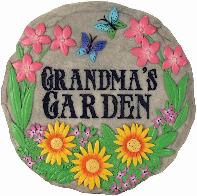Spoontiques - Garden Décor - Grandma’s Garden Stepping Stone - Decorative Stone for Garden