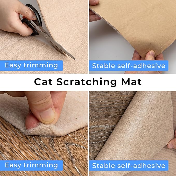 Cat Carpet remnants Cat Scratching Mat Trimmable Self-Adhesive Carpet DIY Climbing Scratcher Scratch Furniture Protector Covering Posts (78.7" x 15.8" Beige)
