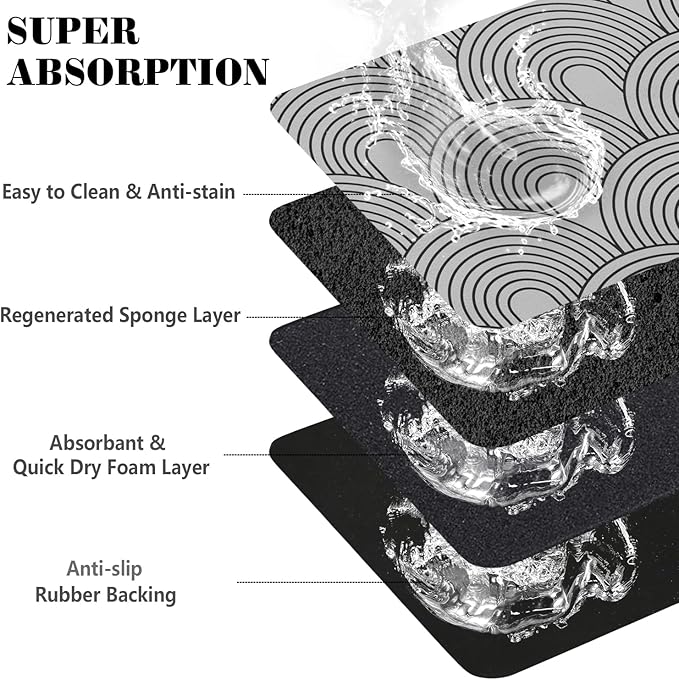 Dog Food Mats for Floors Absorbent, Pet Cat Food Mat - Quick Dry Dog Bowl Mats for Food and Water, Eco-Friendly Boho Pet Supplies