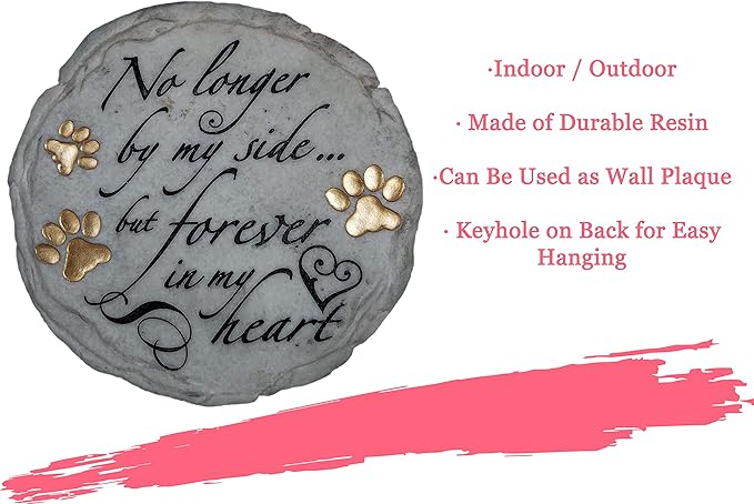 Spoontiques - Garden Décor - No Longer by My Side Stepping Stone - Decorative Stone for Garden, 9.63" Diameter