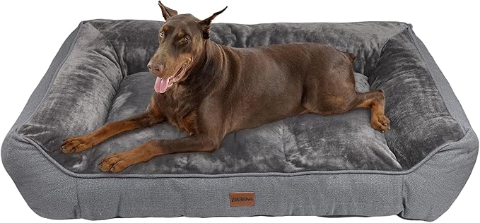 Orthopedic Dog Bed for Extra Large Dogs - Extra Thick Supportive Dog Couch Bed, Pet Beds Sofa with Waterproof Washable Cover & Non-Slip Bottom, Grey, 48x35 Inch