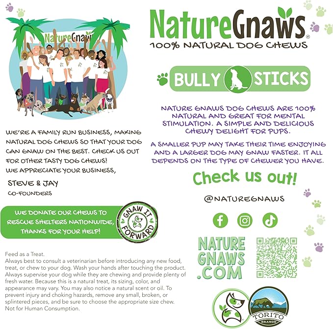 Nature Gnaws Thin Bully Sticks for Dogs 5-6" (1Lb) - Mixed Thickness - Long Lasting for Small Dogs and Puppies - Natural Thin Beef Dog Chew Bones - Rawhide Free